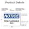 Signmission Non-Flammable Gases OSHA Notice Sign, Plastic, 10in W x 7in L, 2PK OS-2PACK-NS-P-710-L-15064 - alternate 3